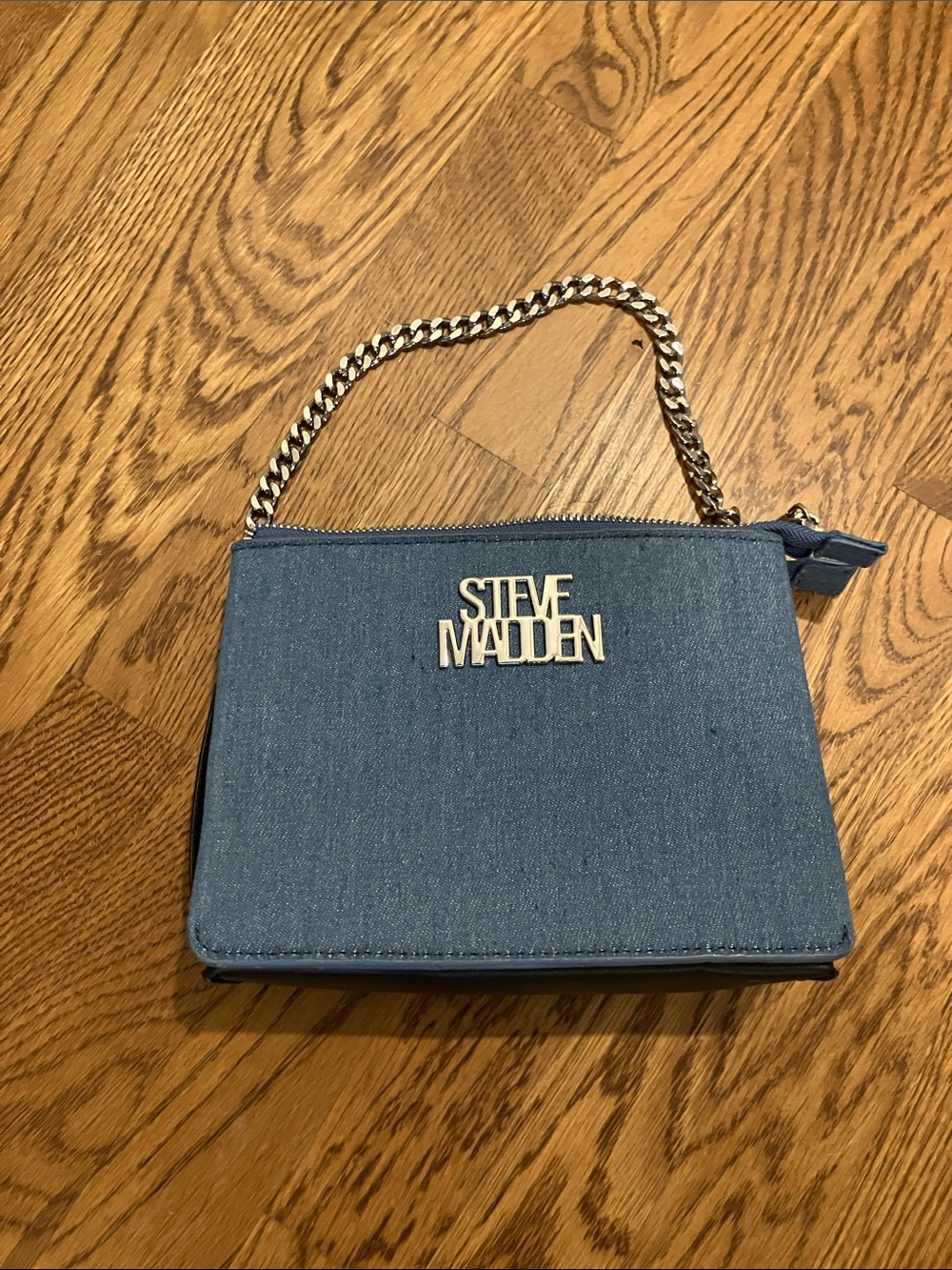 Steve Madden Denim Mini Handbag with Silver Chain